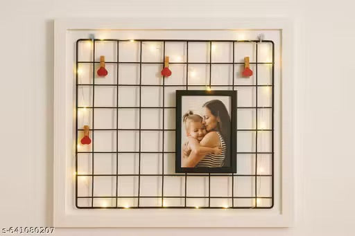 Steel Photo Collage Wall Grid – with 10 Wooden Clips